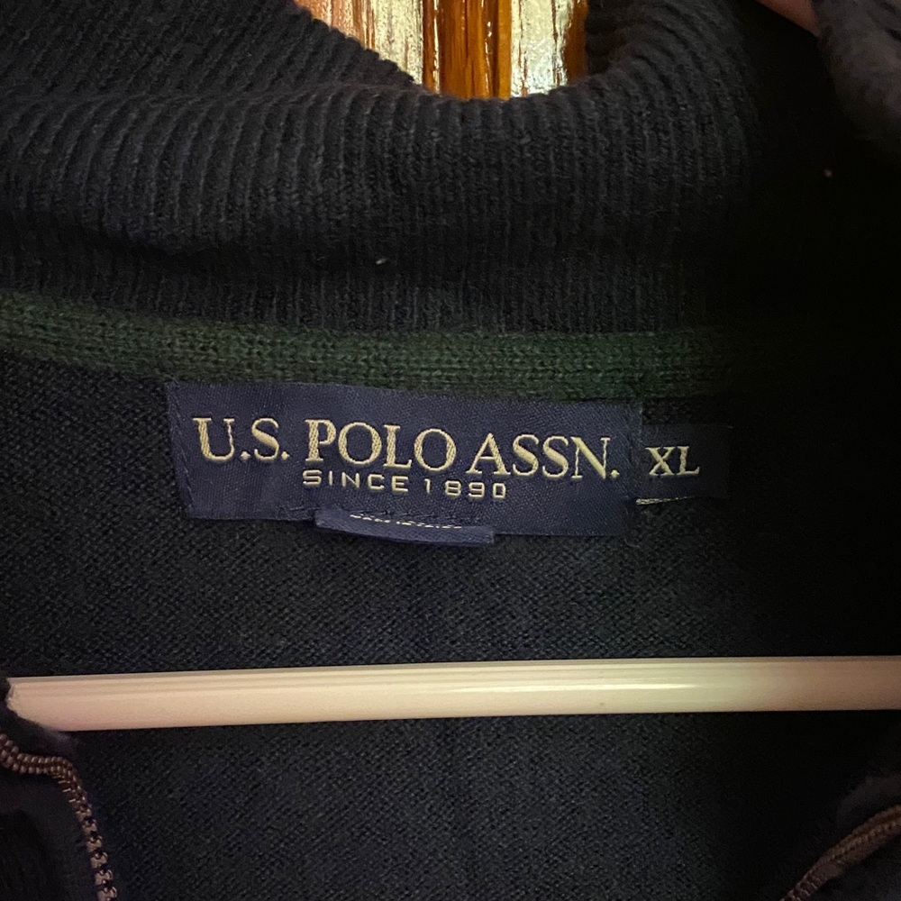 U.S. Polo Assn. Men's Navy Zip-Up Sweater - Picture 2 of 5